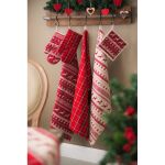 Geschirrtuch 50x85 cm Rot Beige Baumwolle Weihnachten...