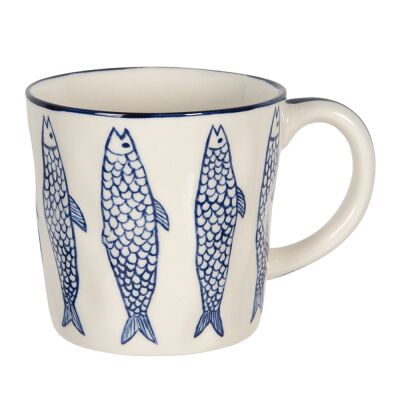 Tasse 300 ml Beige Keramik Fische Rund Teebecher