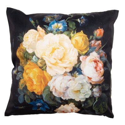 Kissenbezug 45x45 cm Schwarz Gelb Polyester Blumen Dekokissenbezug