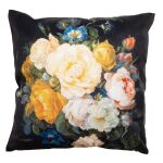 Kissenbezug 45x45 cm Schwarz Gelb Polyester Blumen...