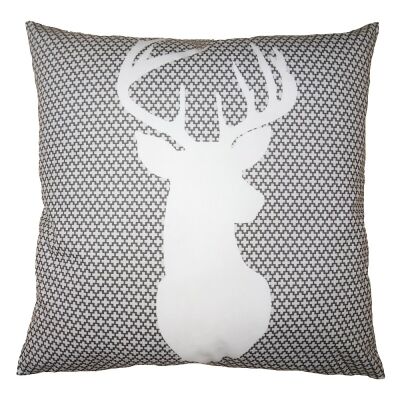 Kissenbezug 45x45 cm Grau Weiß Polyester Hirsch Dekokissenbezug