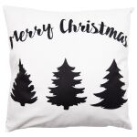 Kissenbezug 45x45 cm Weiß Schwarz Polyester Weihnachtsbaum Quadrat Dekokissenbezug